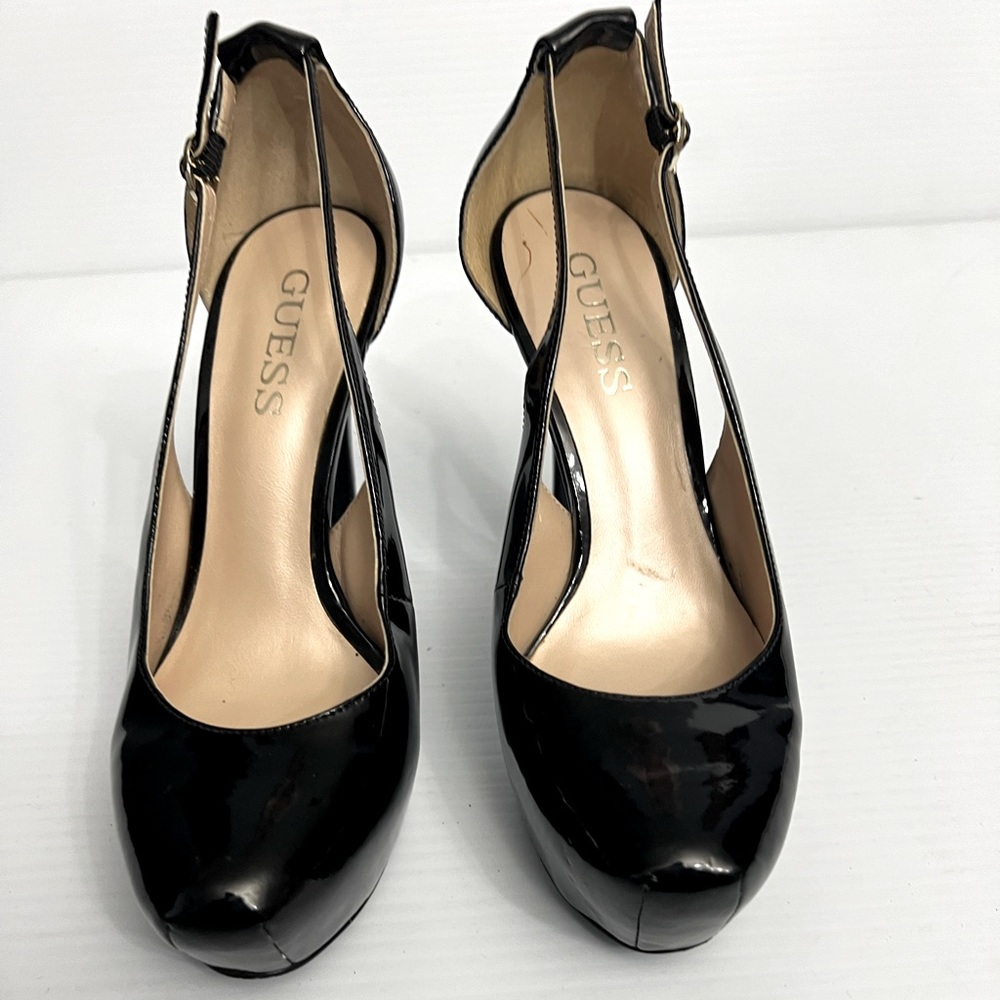Guess 4 1/4" Black Patent Platform Stiletto  size 7M